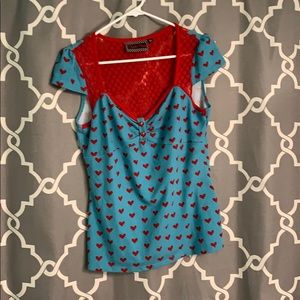 Blue shirt with hearts!